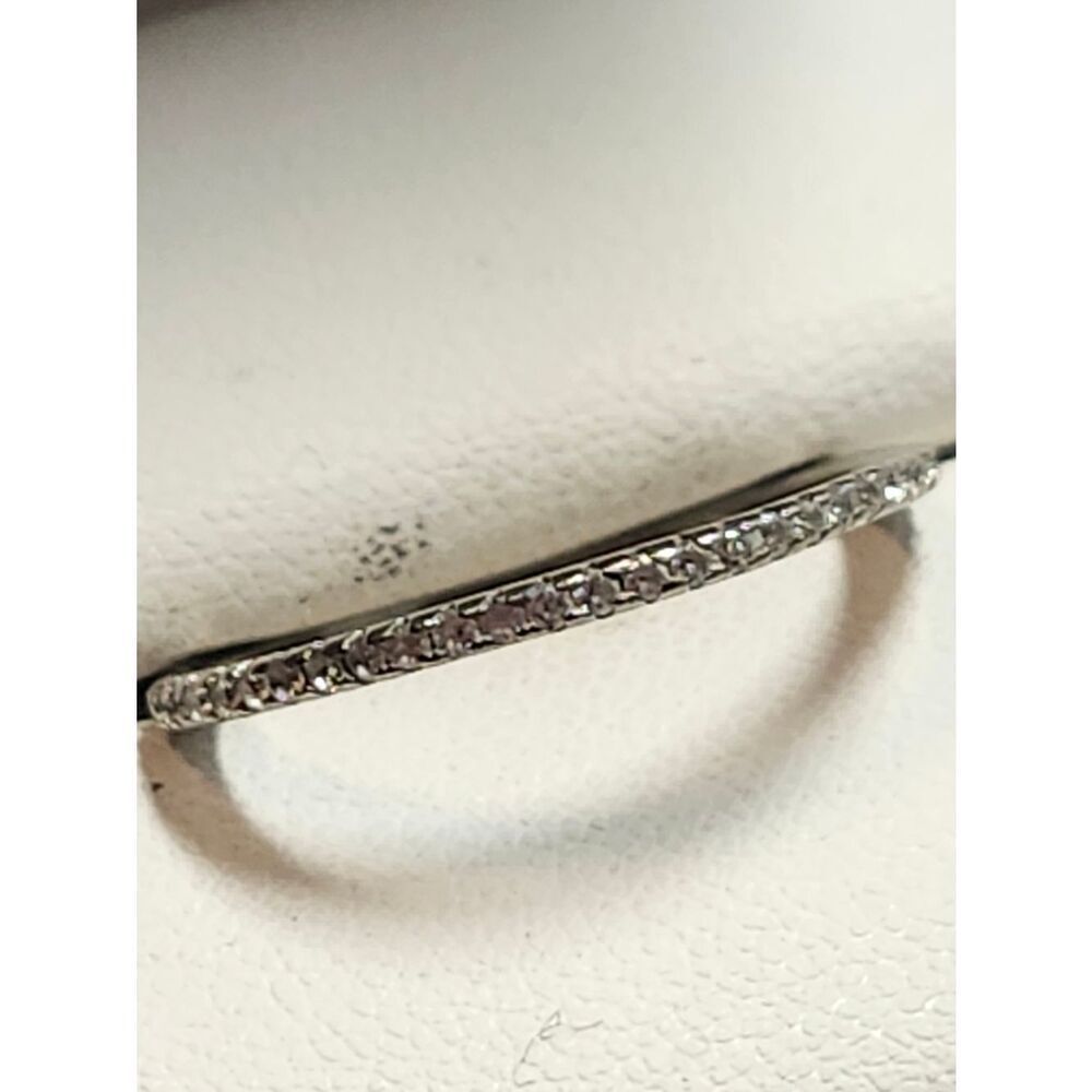 Sterling Silver Pavé Stack Ring — Sparkling Thin Band Size 8